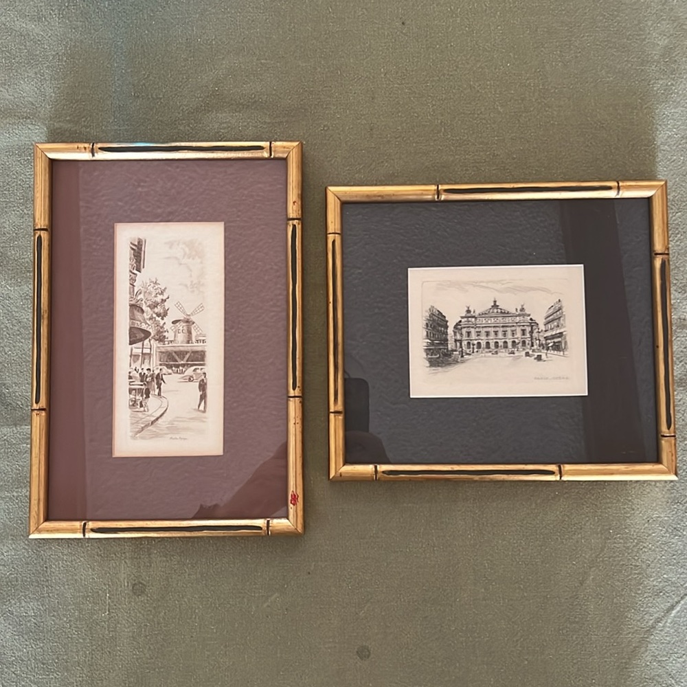 Ooh la la! A beautiful pair of custom framed lithographs of French landmarks.